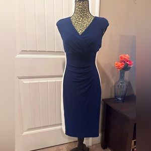 Navy Dress with White Side Detail